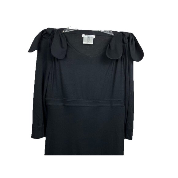S Givenchy Bow Shoulder Stretch Cocktail Pencil Dress Black - Picture 6 of 6